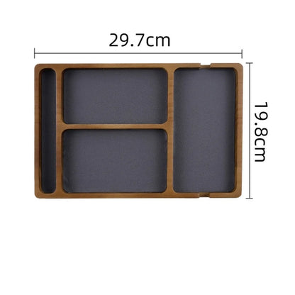 Wooden Office Desktop Storage Box with Solid Wood Grid