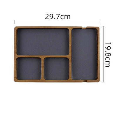 Wooden Office Desktop Storage Box with Solid Wood Grid