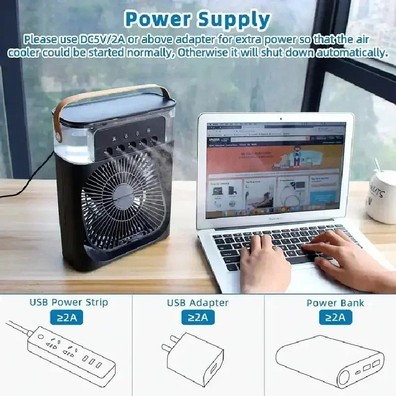 Household air humidifier, portable fan, air conditioner,